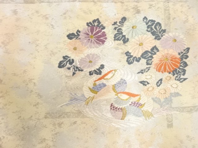 JAPANESE KIMONO / ANTIQUE NAGOYA OBI / SILK / WOVEN KIKU